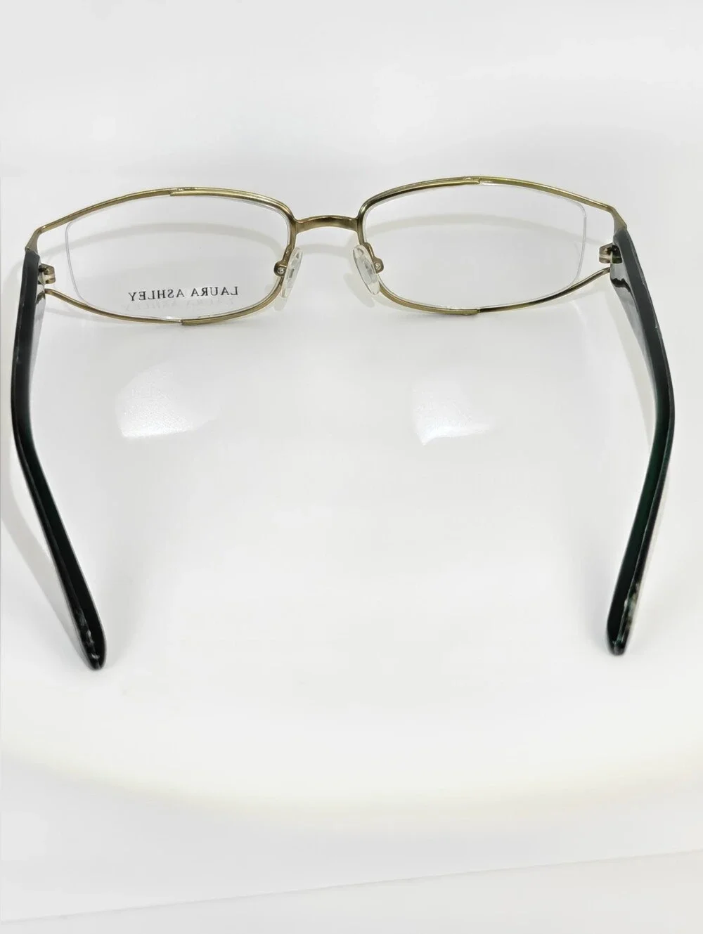 Laura Ashley. Helena. Gold Semi Rimless Metal Eyeglasses. Sage Loom.